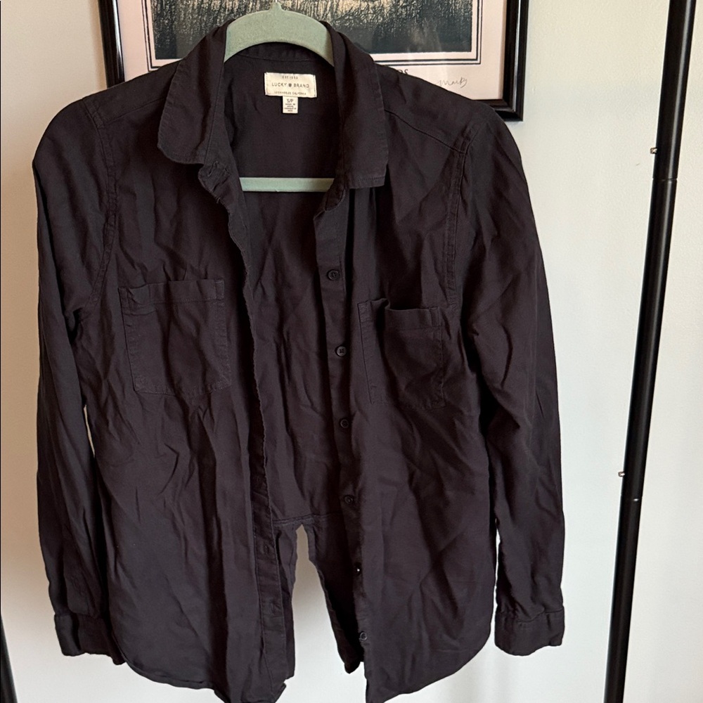Lucky Brand Black Long-Sleeve Button-Up Shirt